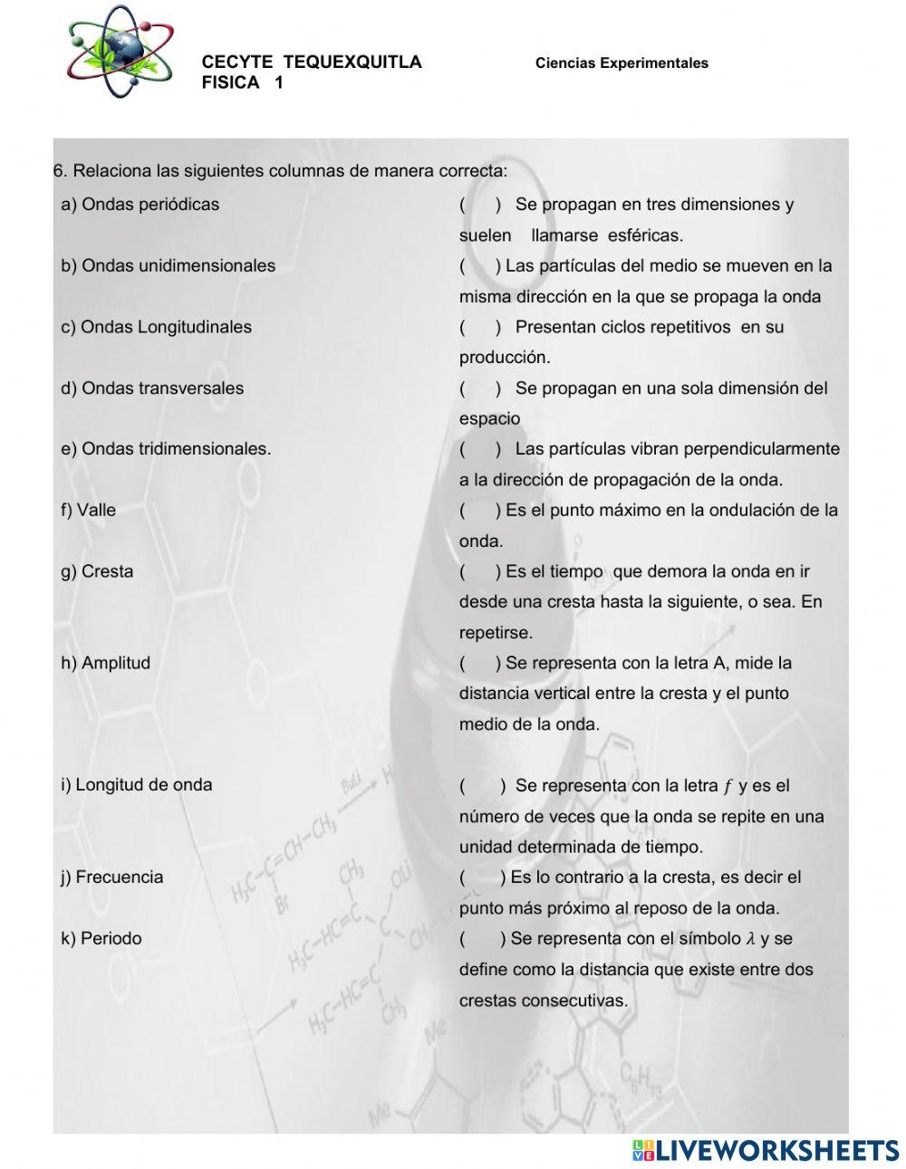 Examen de Física 1. Cecyte  Tlaxcala