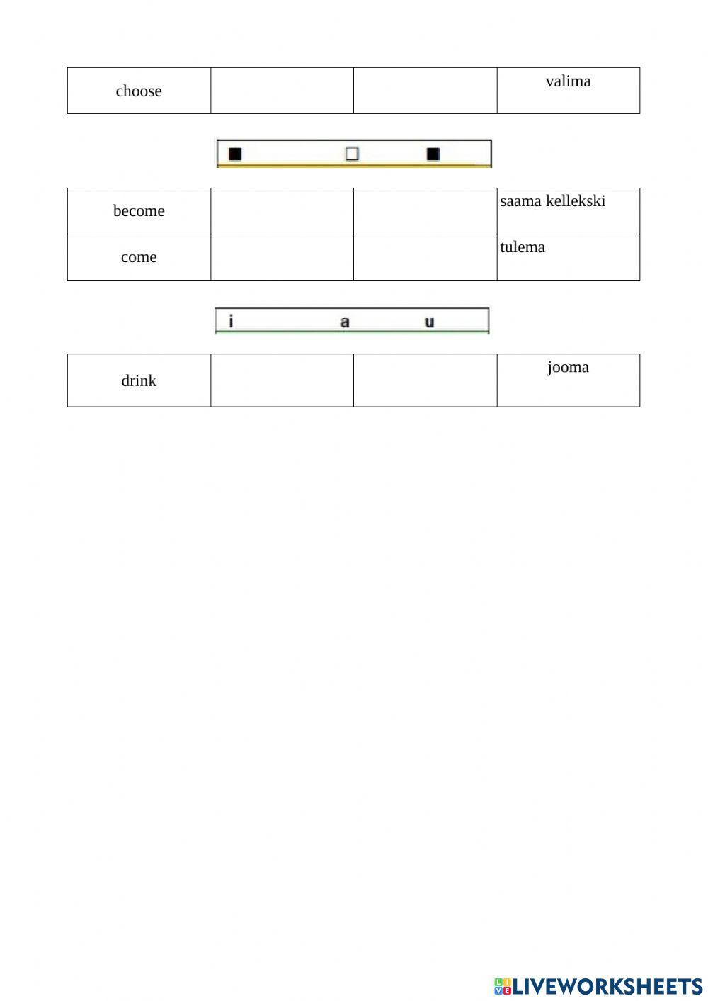 Ebareeglipärased tegusõnad 1-15 (lihtsam)