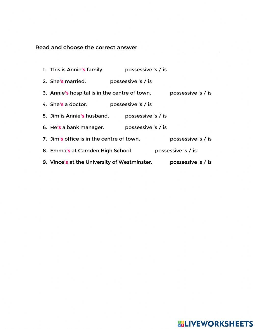 Possessive 's or verb to be (is)
