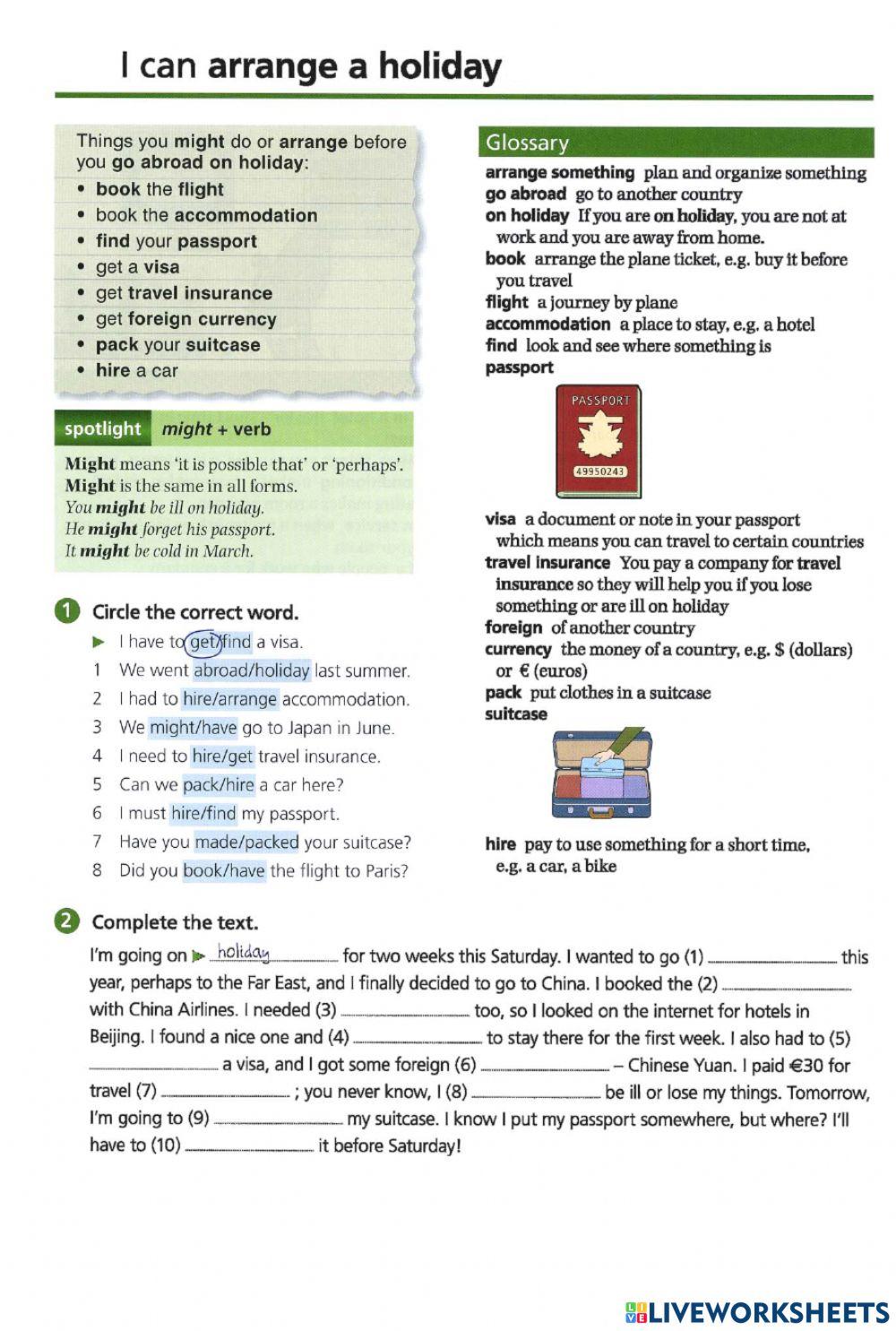 Basic Vocabulary - 54 Arranging a holiday