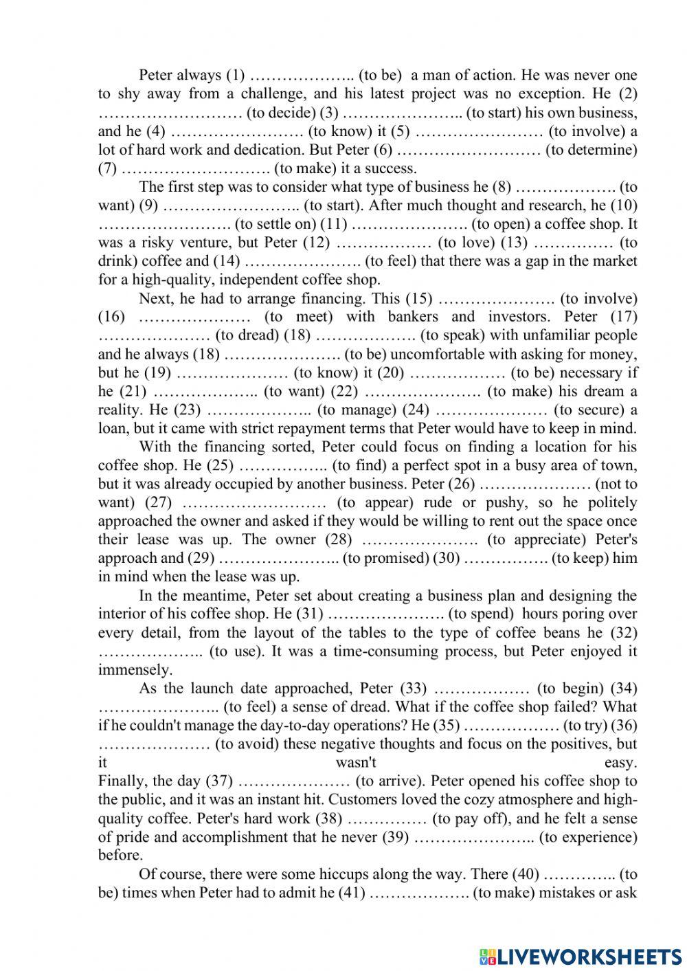 Gerunds, infinitives, tenses