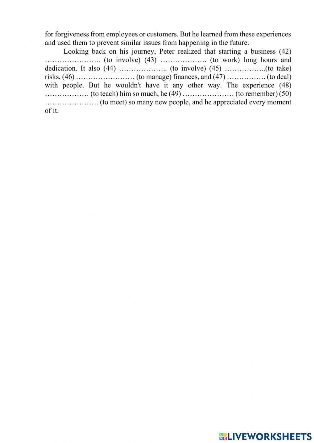 Gerunds, infinitives, tenses