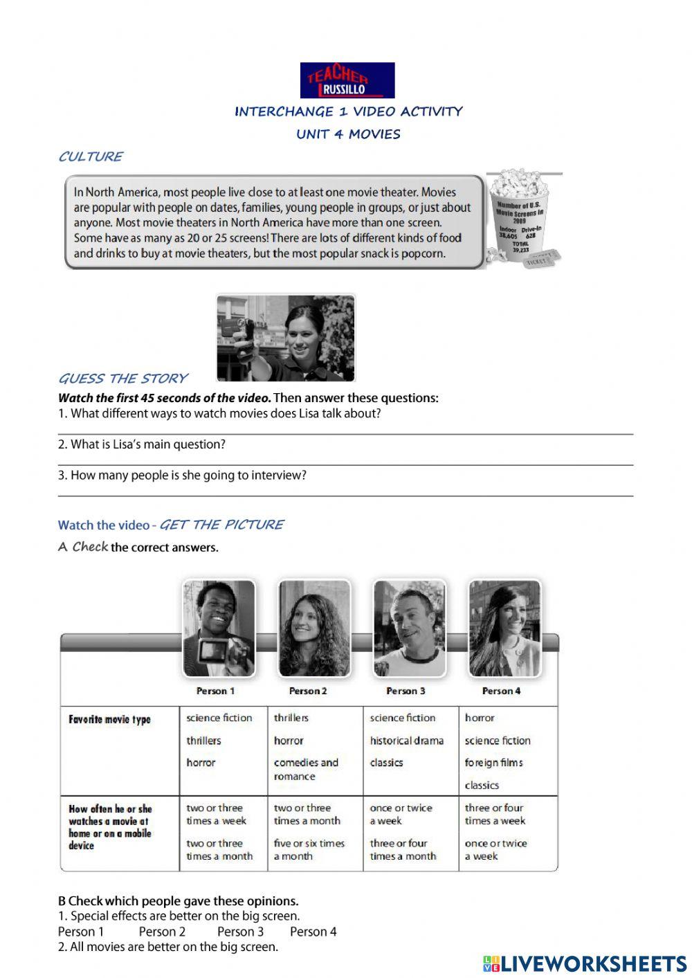 Interchange 1 video activity