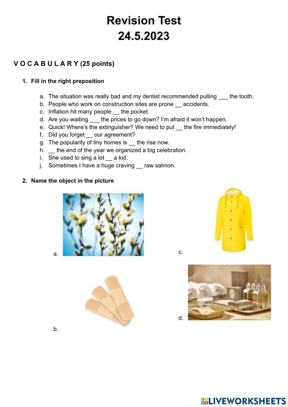 Revision Test Sandra, Luke, Lukáš