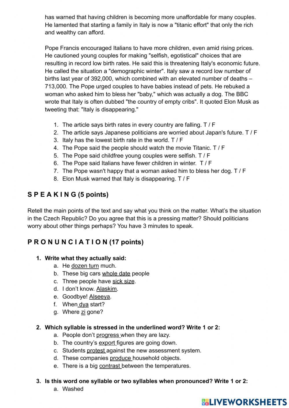 Revision Test Sandra, Luke, Lukáš