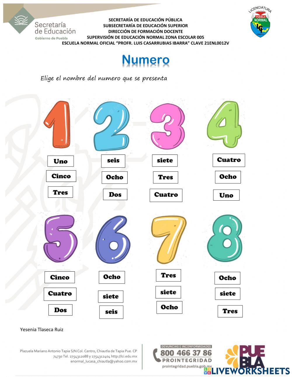 Nombre de los números