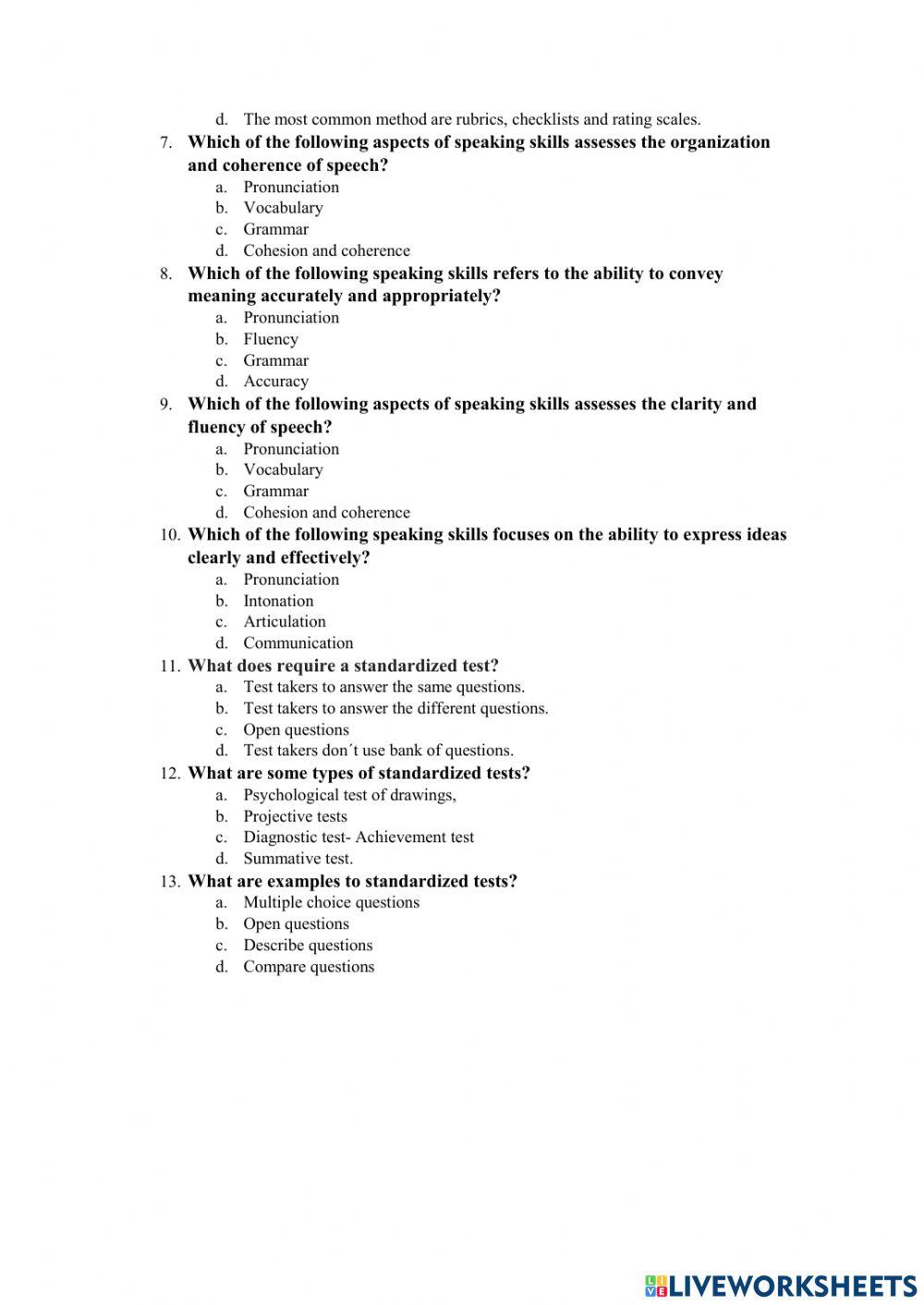 Assessing language skills
