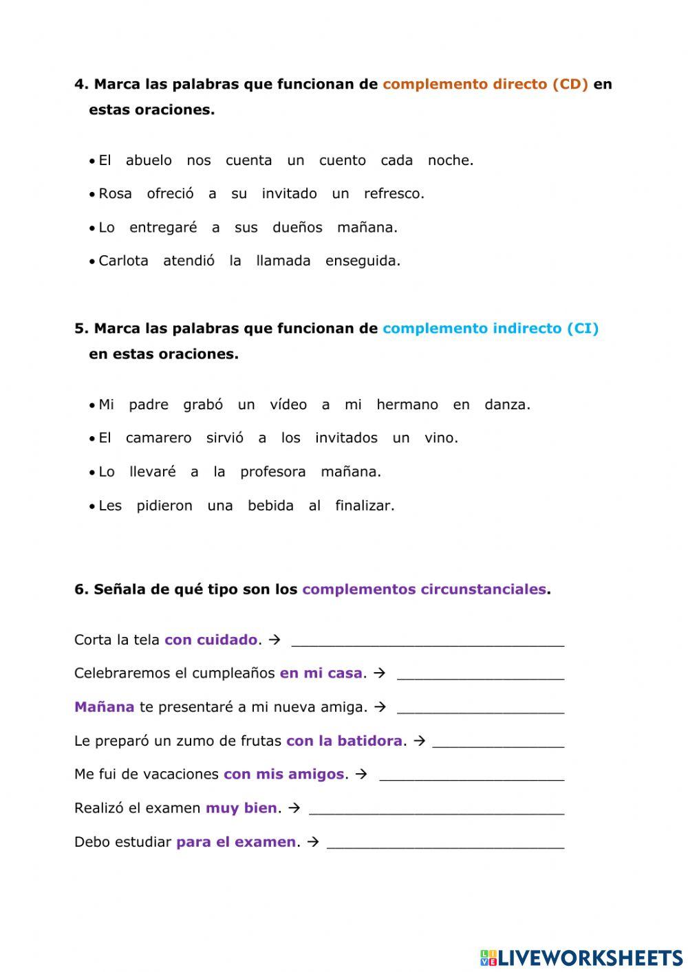 Sujeto y tipos de predicado 6º