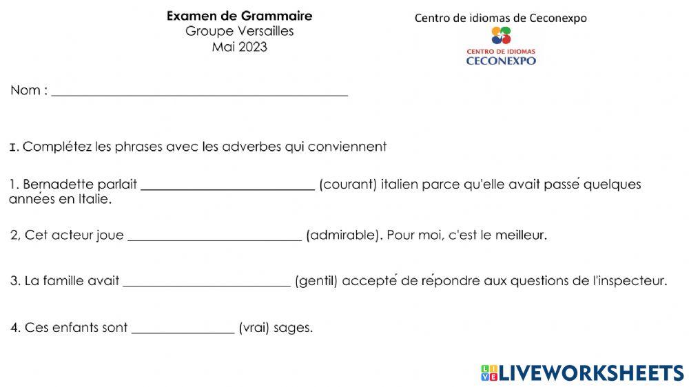 Examen du français
