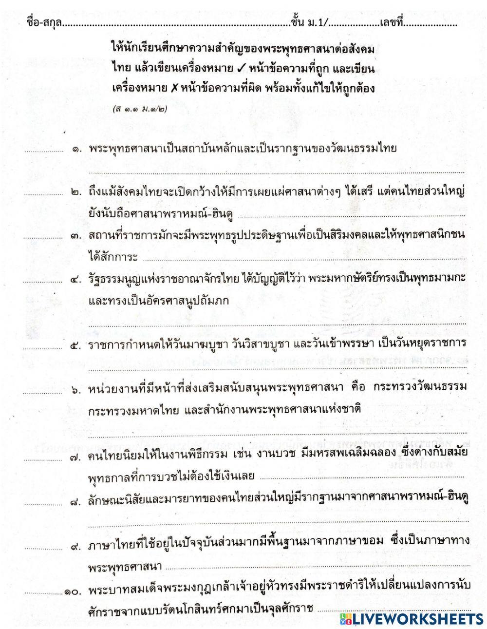 ความสำคัญของพระพุทธศาสนาต่อสังคมไทย