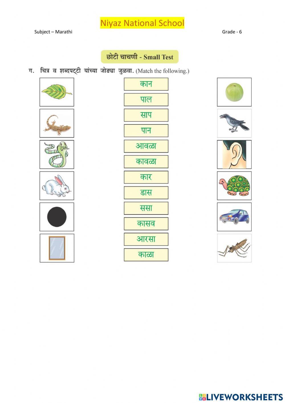 Marathi worksheet | Live Worksheets