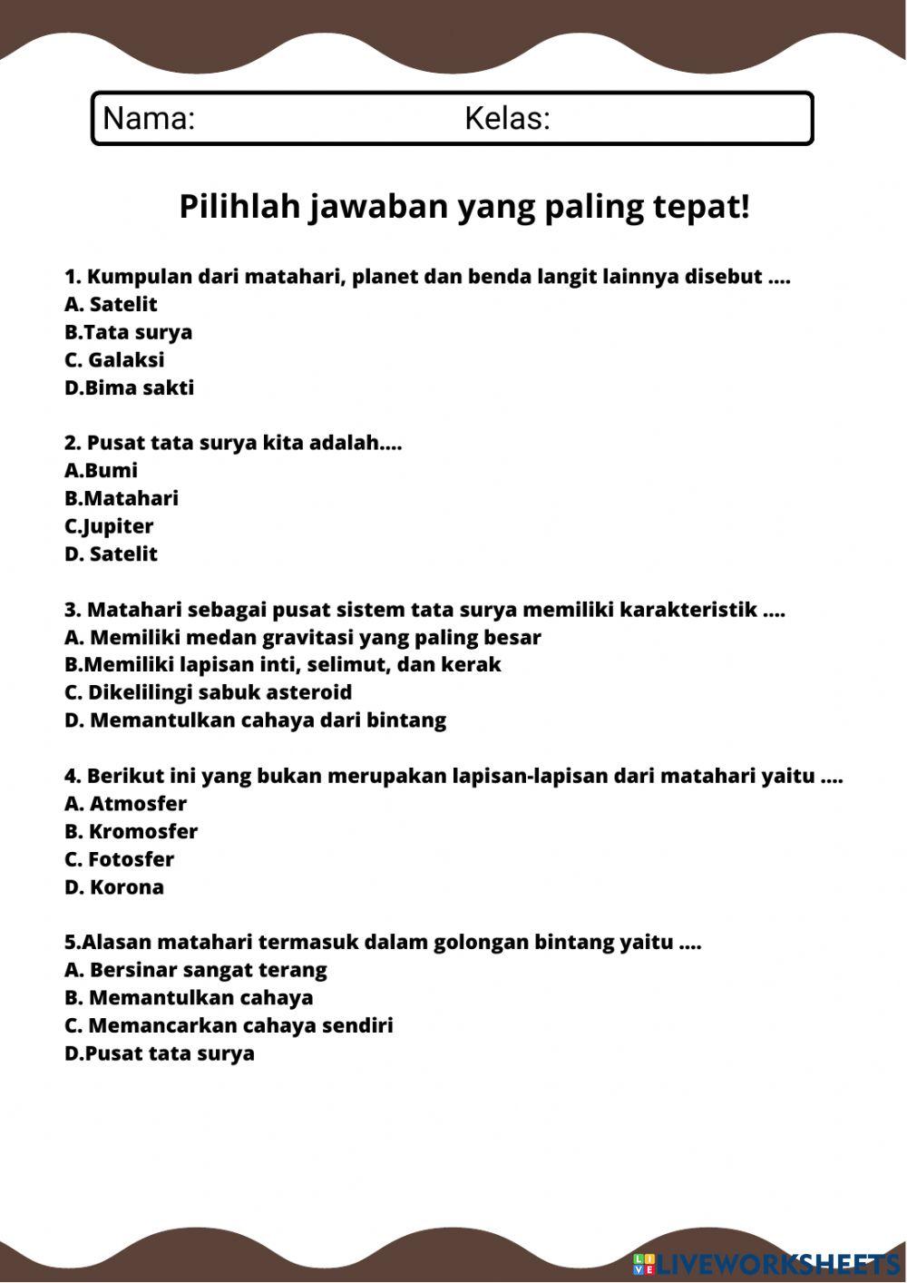 Latihan Soal Tata Surya