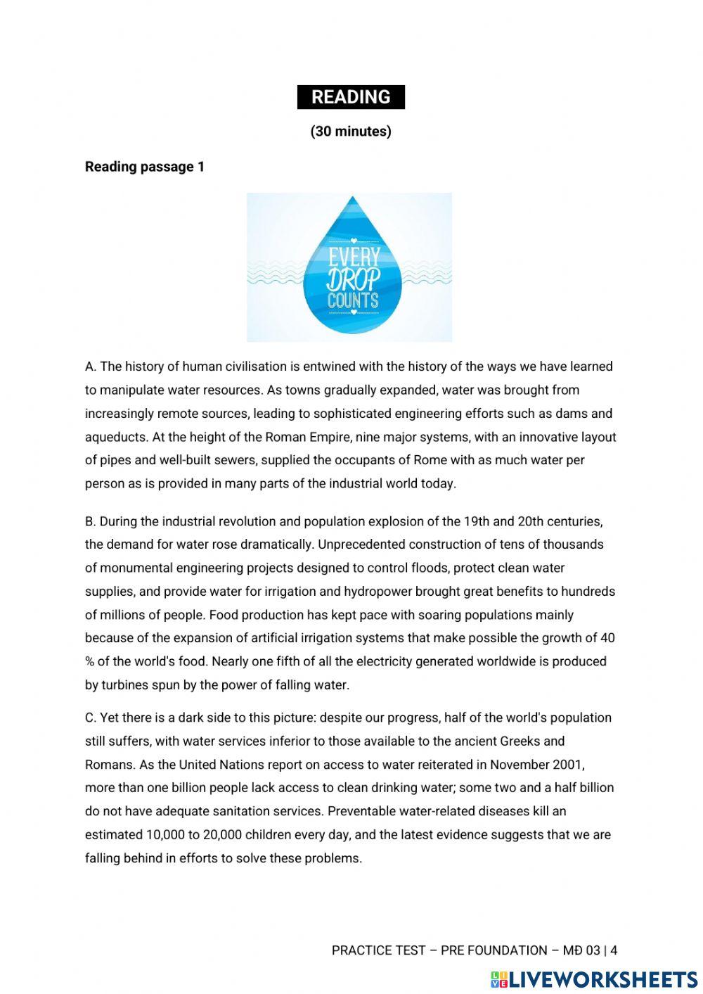 Listening and reading revision - pre-f