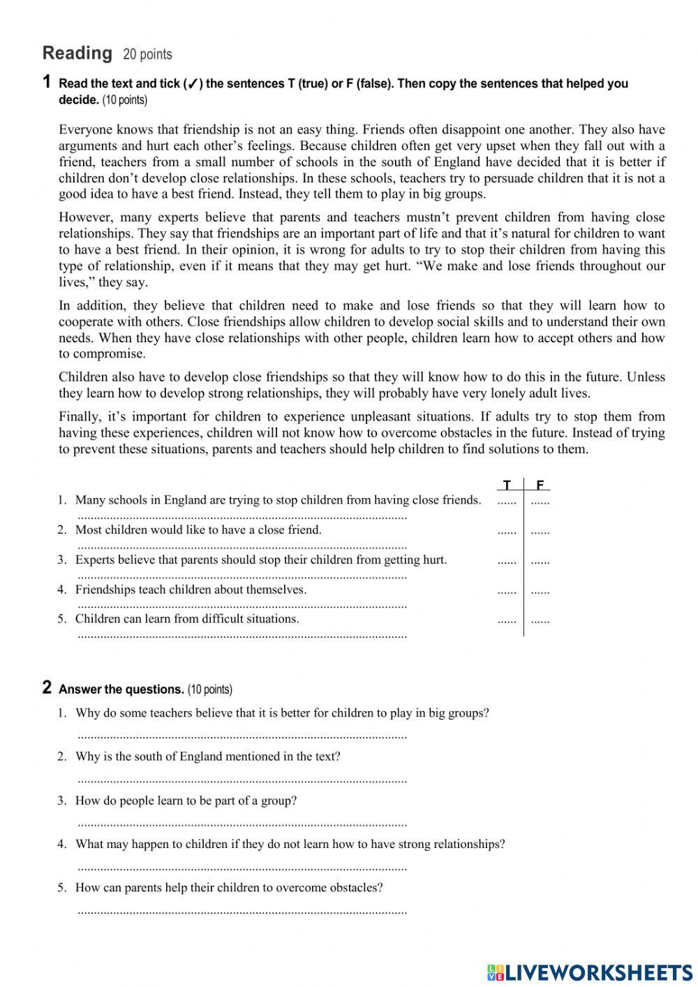 Reading about FRIENDSHIP.