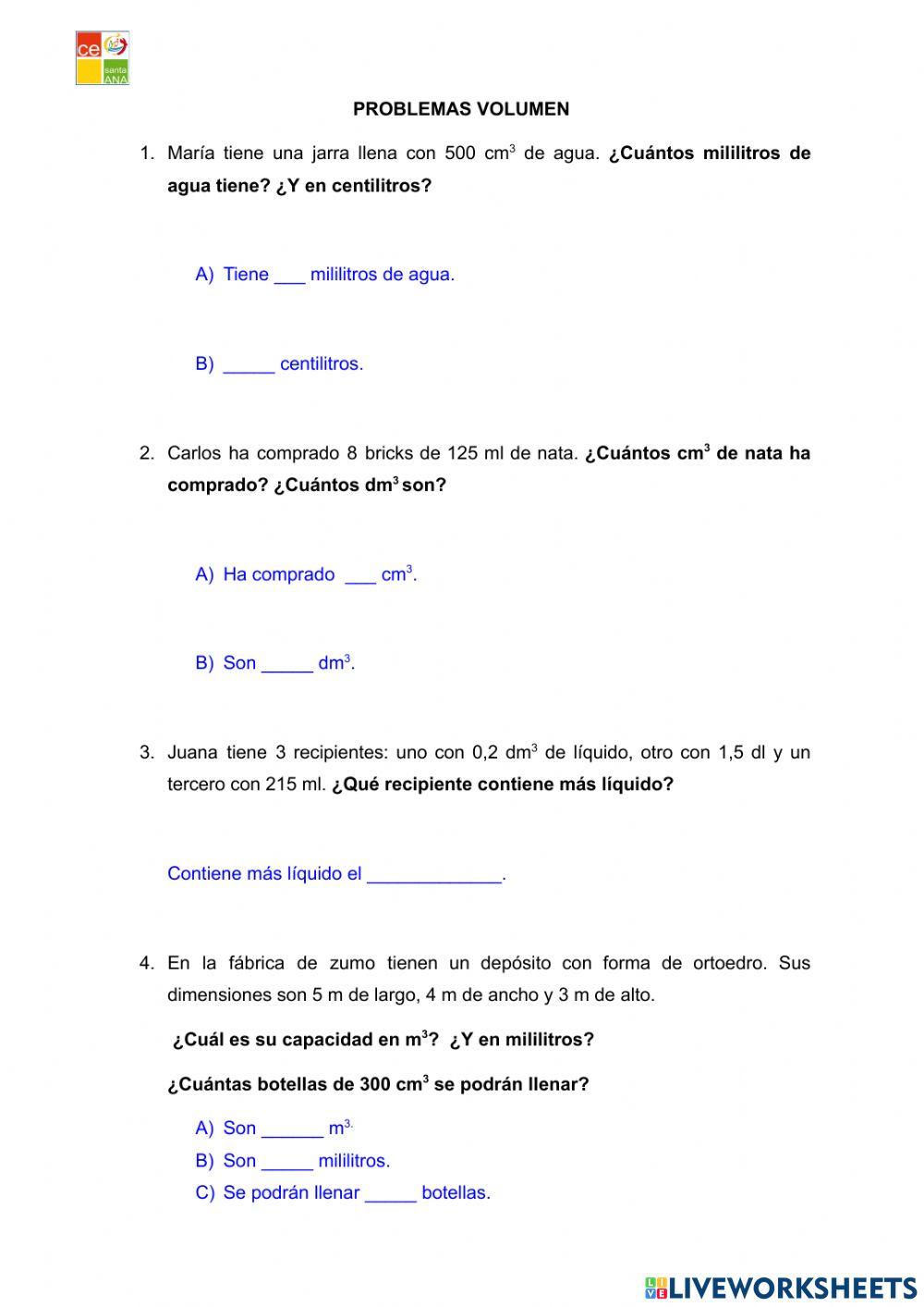 Problemas Volumen 6º primaria