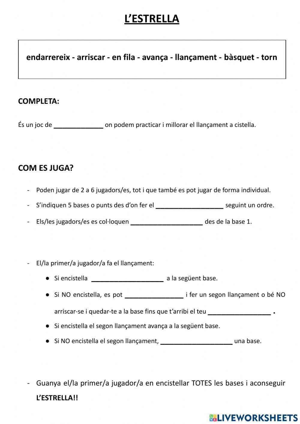 L'estrella - Joc de bàsquet