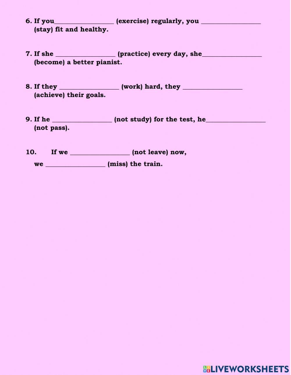 First Conditionals Practice