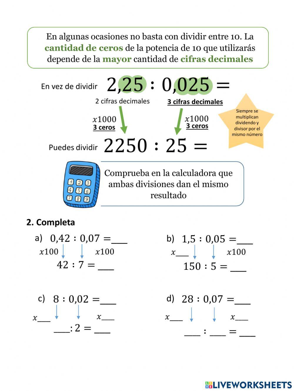División de decimales