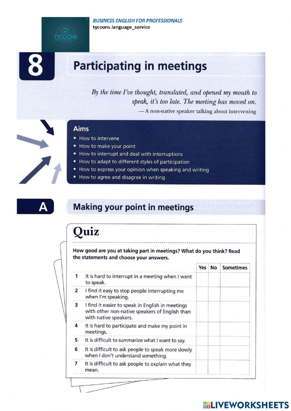 How to make a point  in a meeting