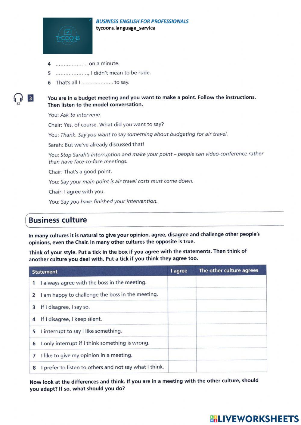 How to make a point  in a meeting