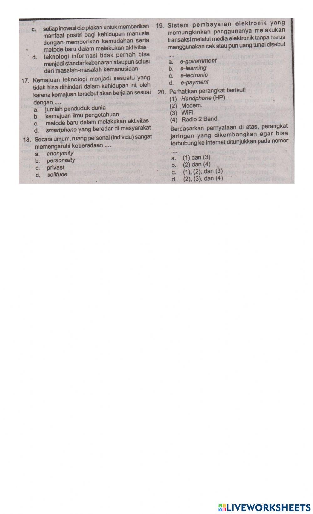 Soal Informatika Bab 3 Kelas 7 SMPITC