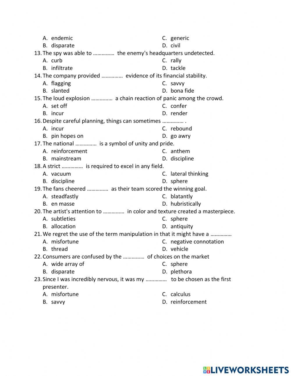 TRS6 - Part 1 - Vocabulary test