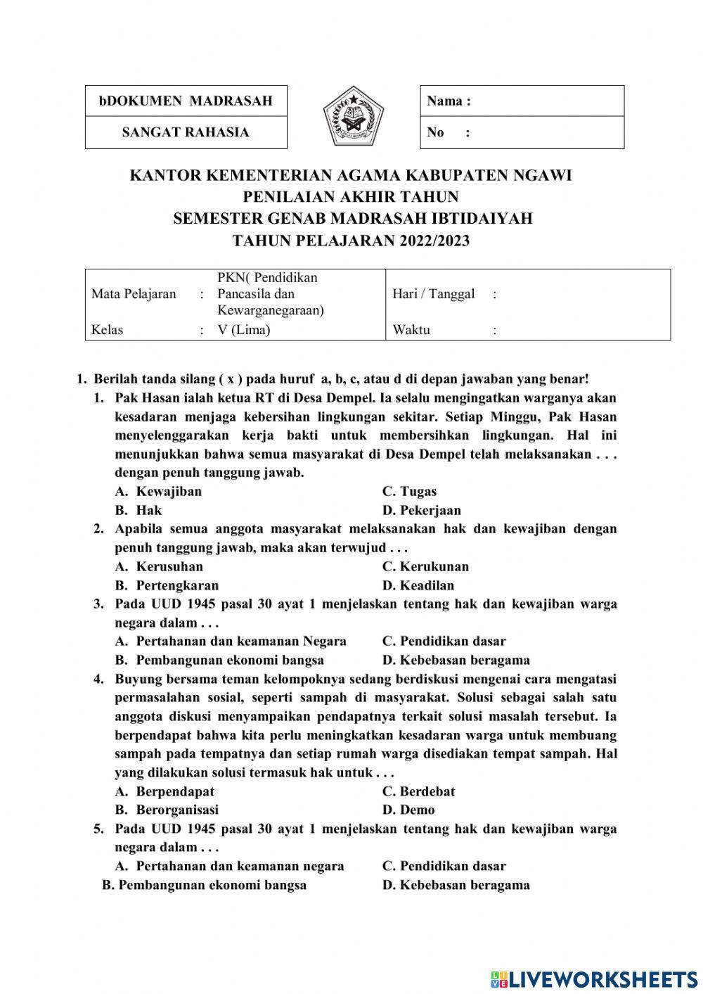 Pat pendidikan pancasila dan kewarganegaraan