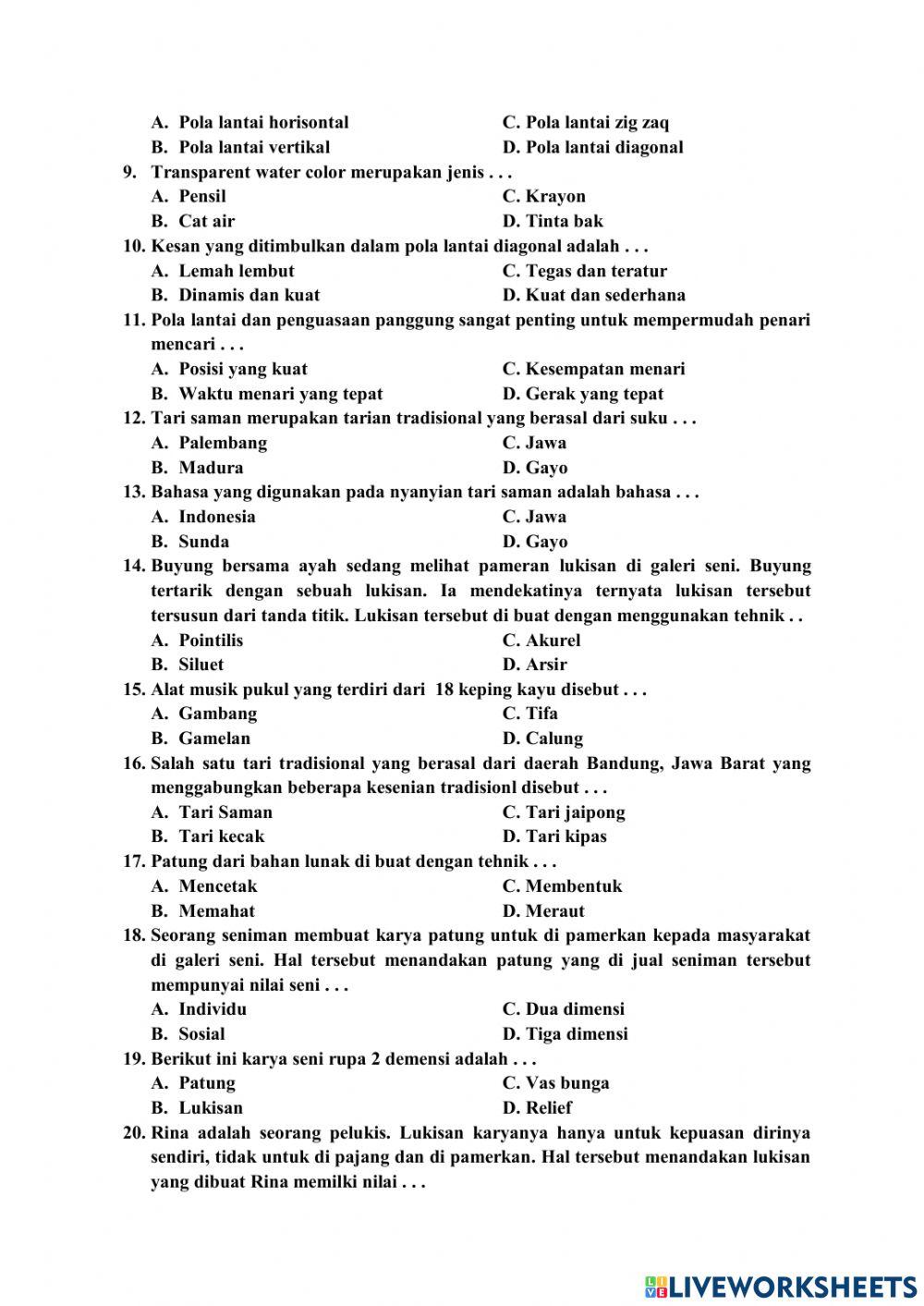 Pat sbdp(seni budaya dan prakarya