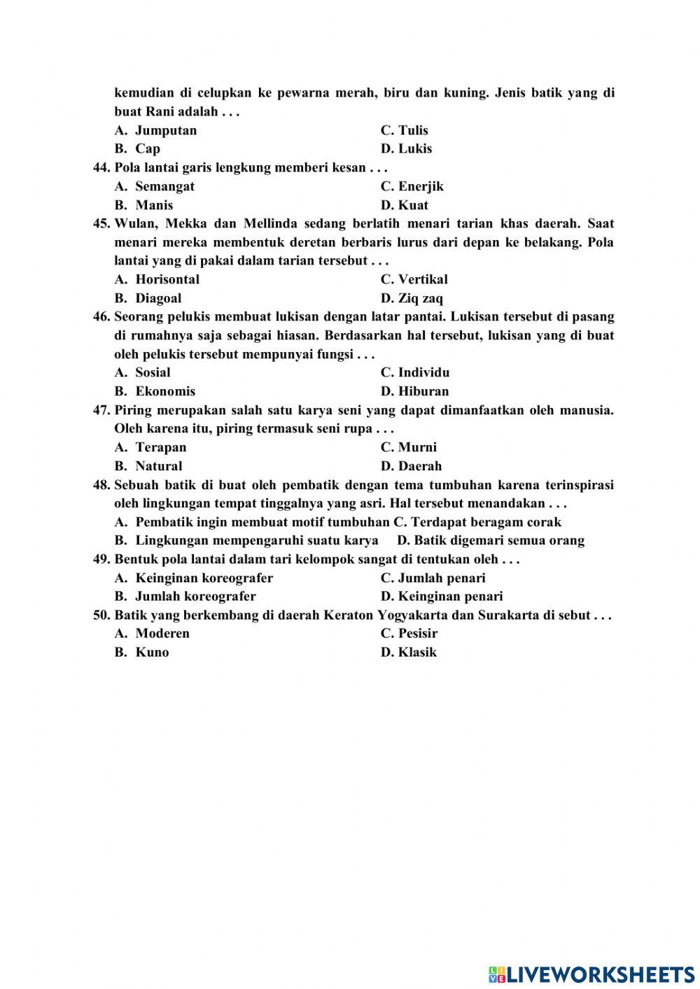 Pat sbdp(seni budaya dan prakarya