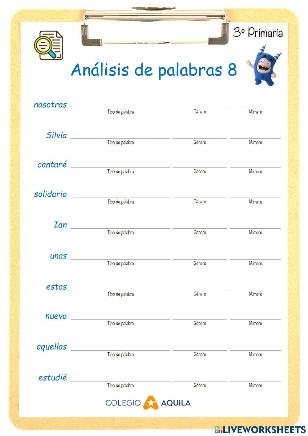 Análisis de palabras T3-8