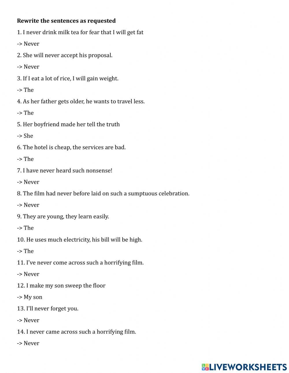 ĐN Never, BĐ make, So sánh kép