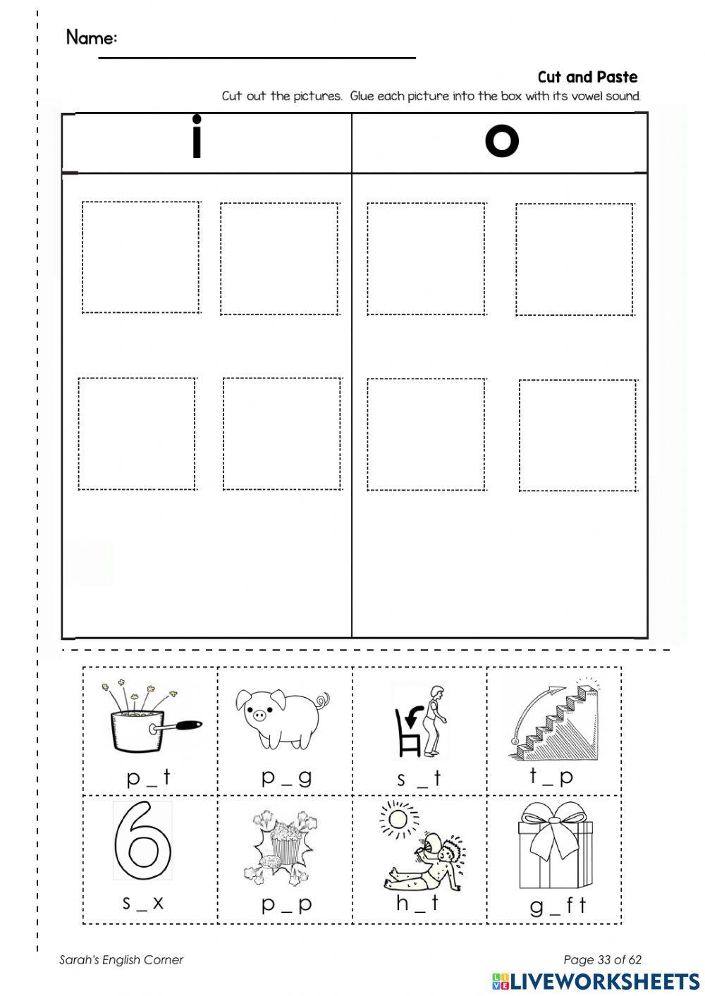 Short vowel i, short vowel o