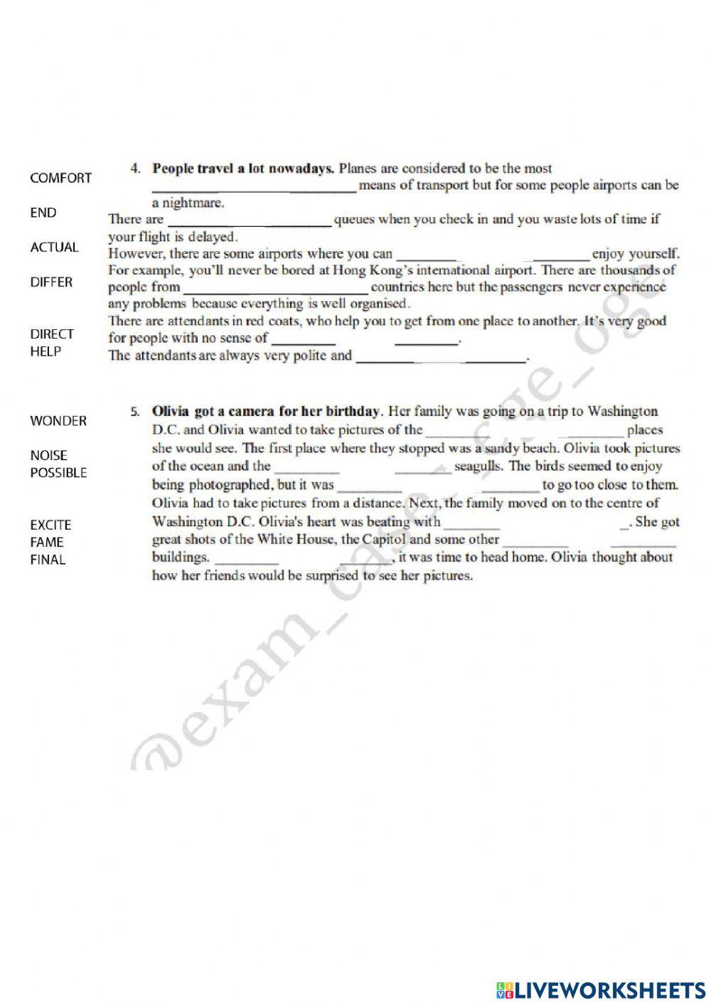 13. Путешествие. Словообразование online exercise for | Live Worksheets