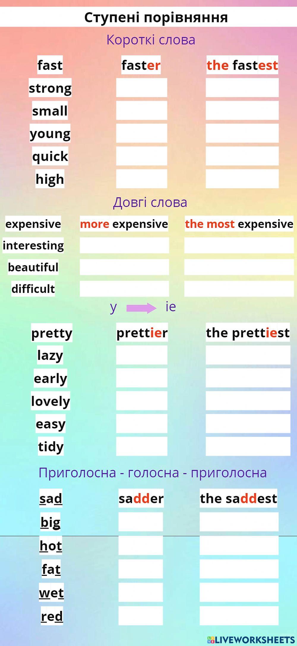 Comparative and Superlative Adjectives