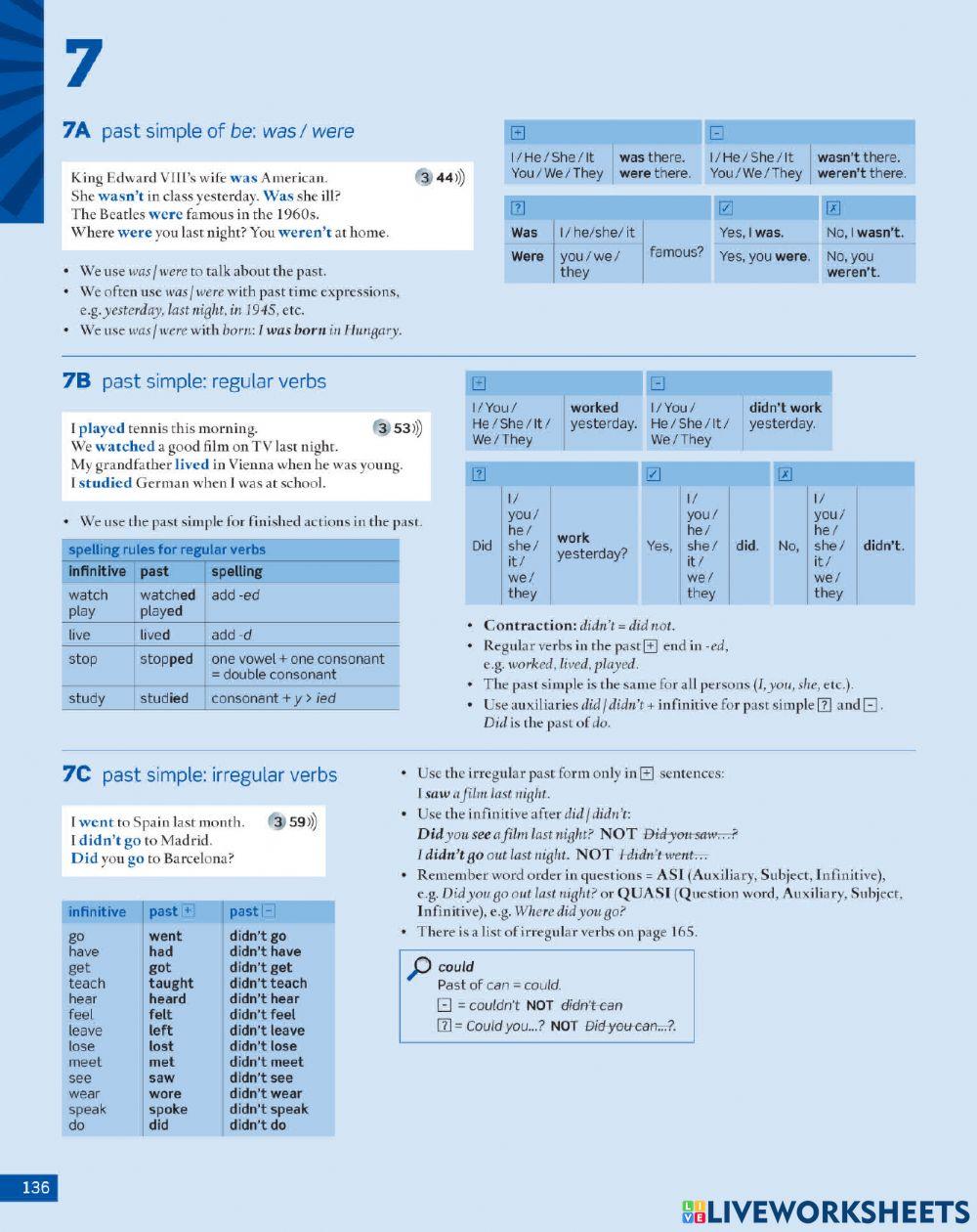 Unit 7b-7c worksheet | Live Worksheets