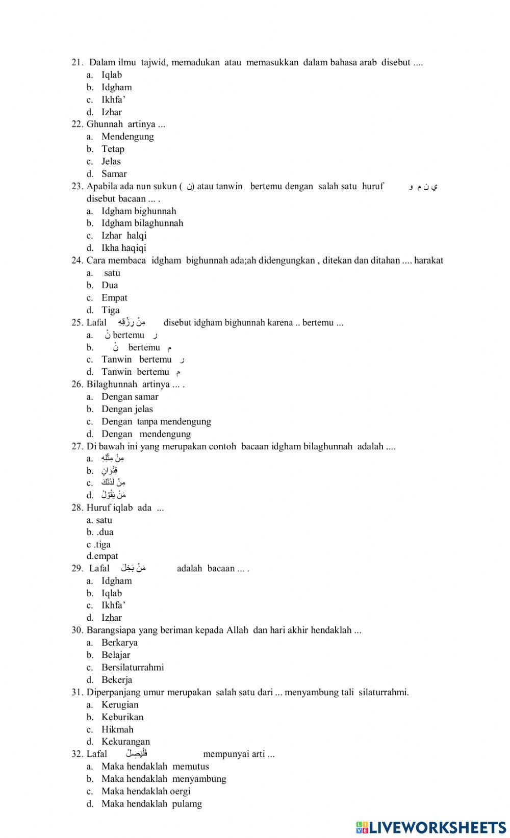 Soal pat qh kelas 4  2023