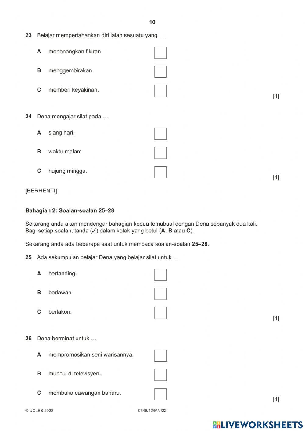 Listening paper 2022