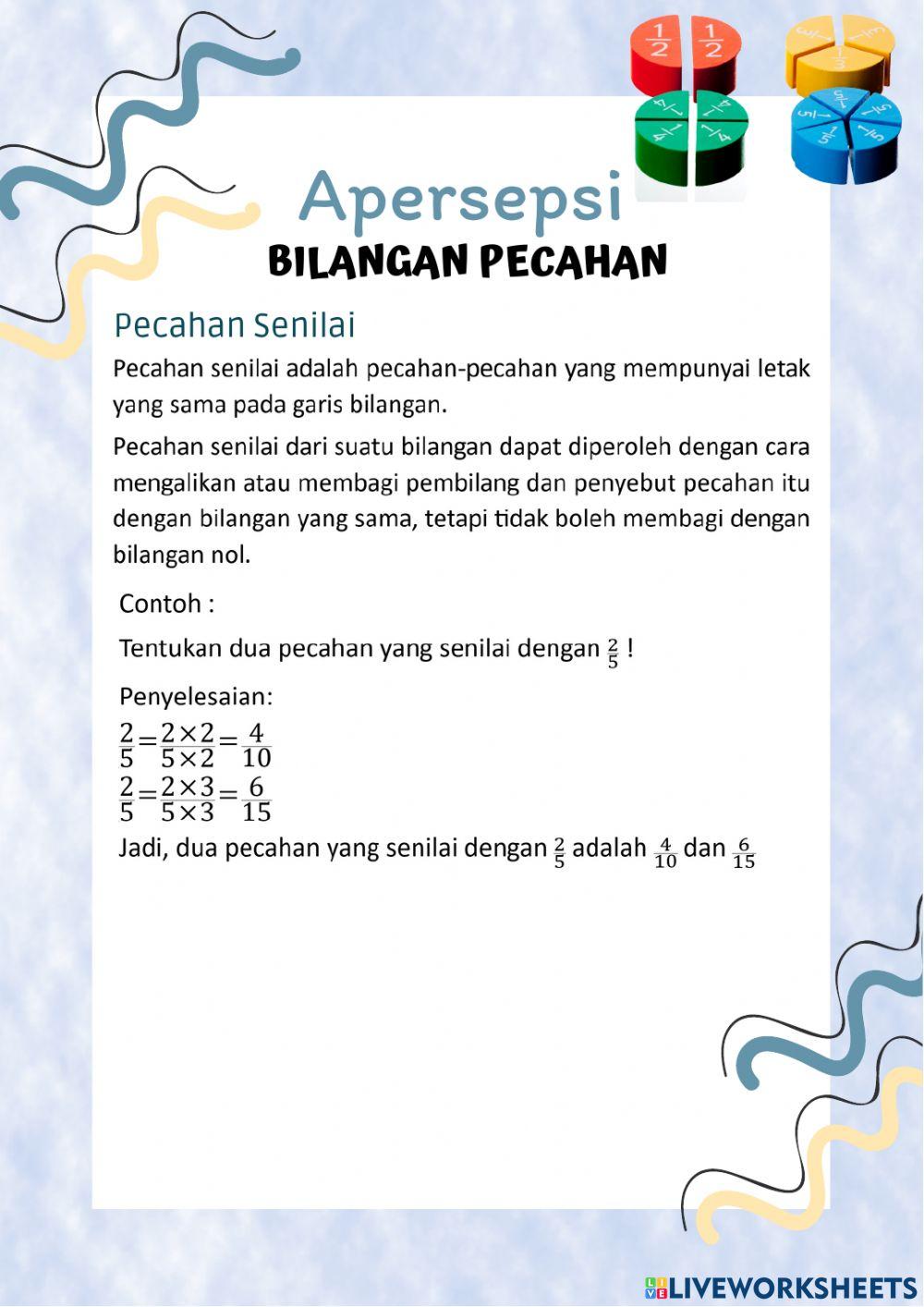 Lkpd soal akm - apersepsi pecahan