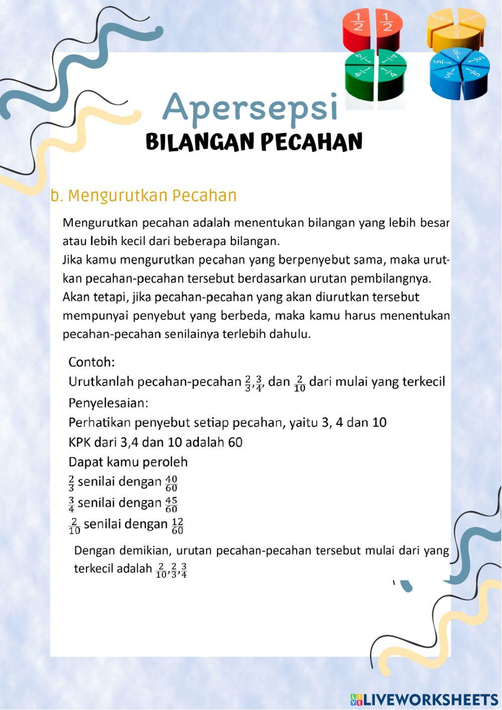 Lkpd soal akm - apersepsi pecahan