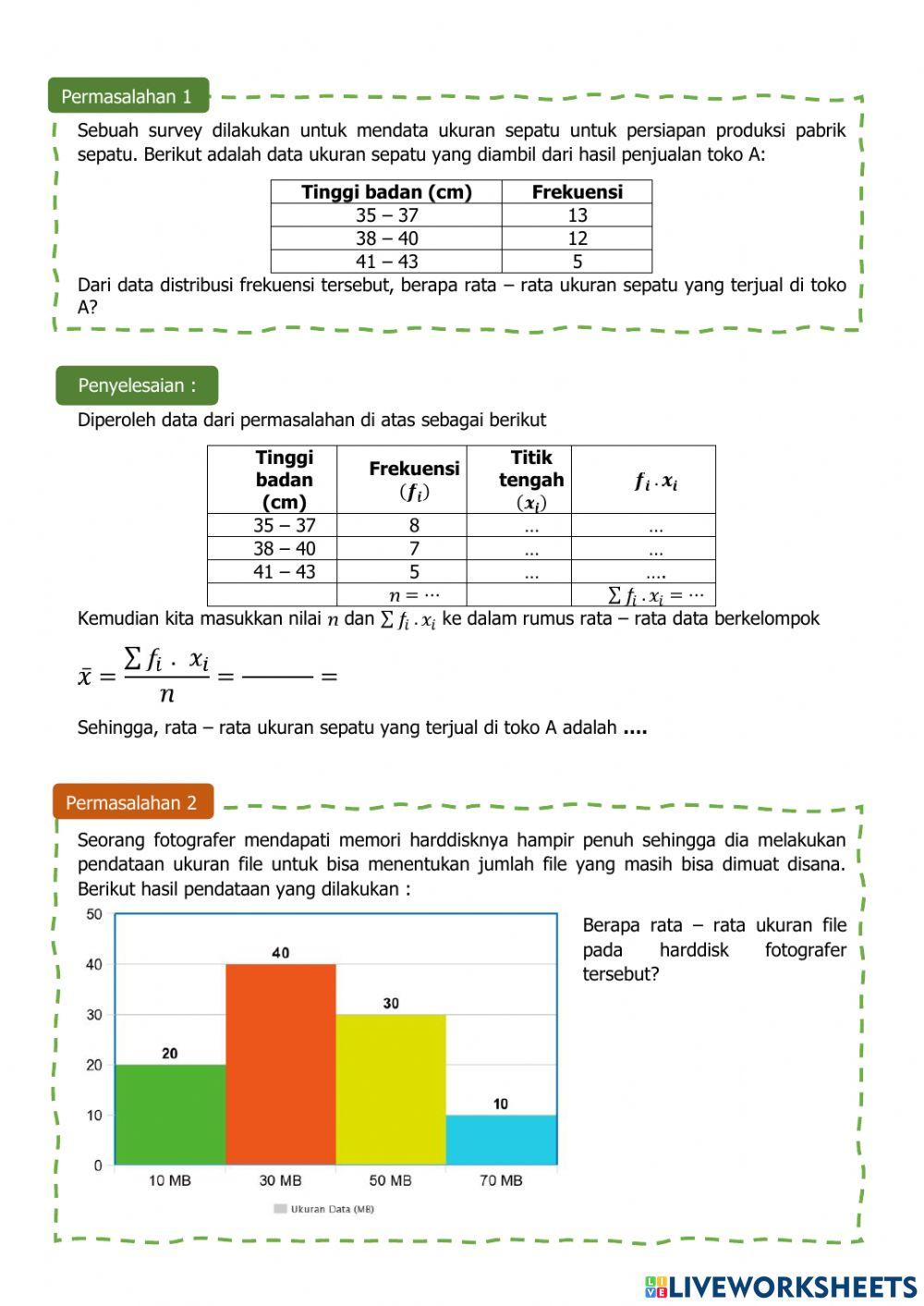 LKPD Ukuran Pemusatan Data Kelompok