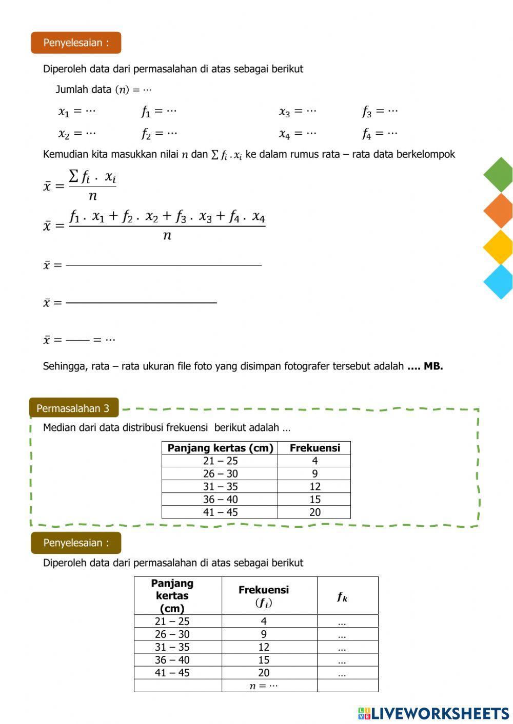 LKPD Ukuran Pemusatan Data Kelompok