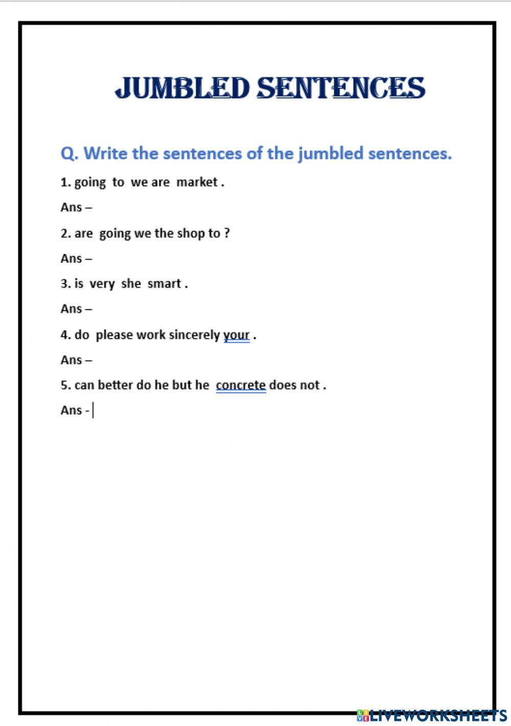 Sentences Online Exercise For 3 And 4 Live Worksheets Sentences Online Exercise For 3 And 4 Live Worksheets