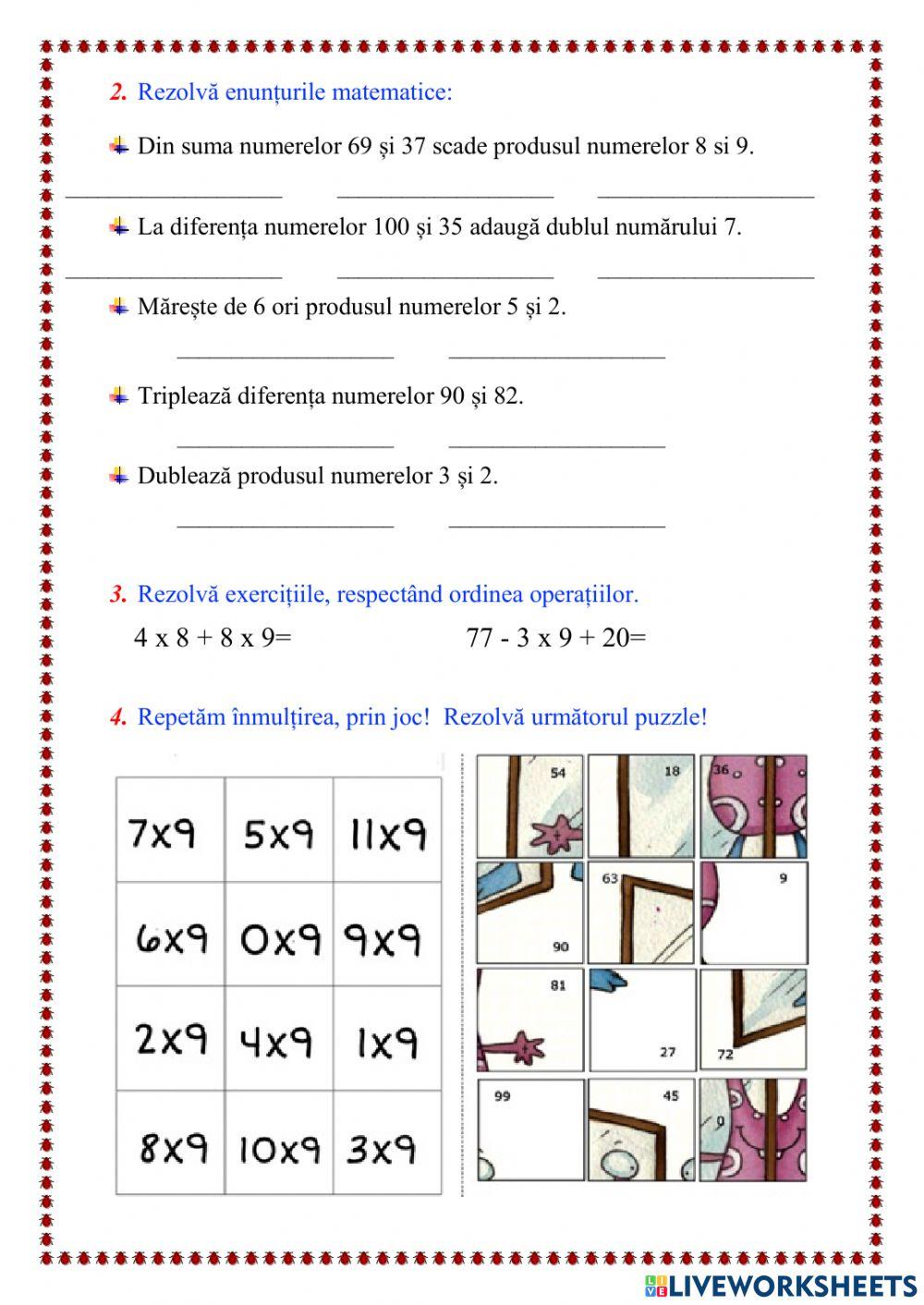 Exersăm înmulțirea!