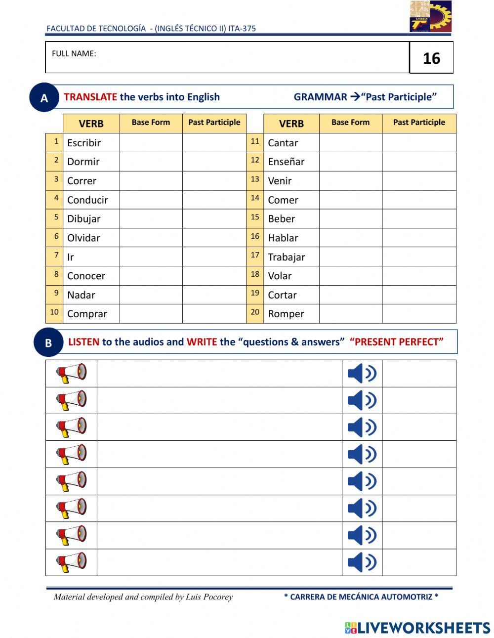 Questions Present Perfect Questions Present Perfect