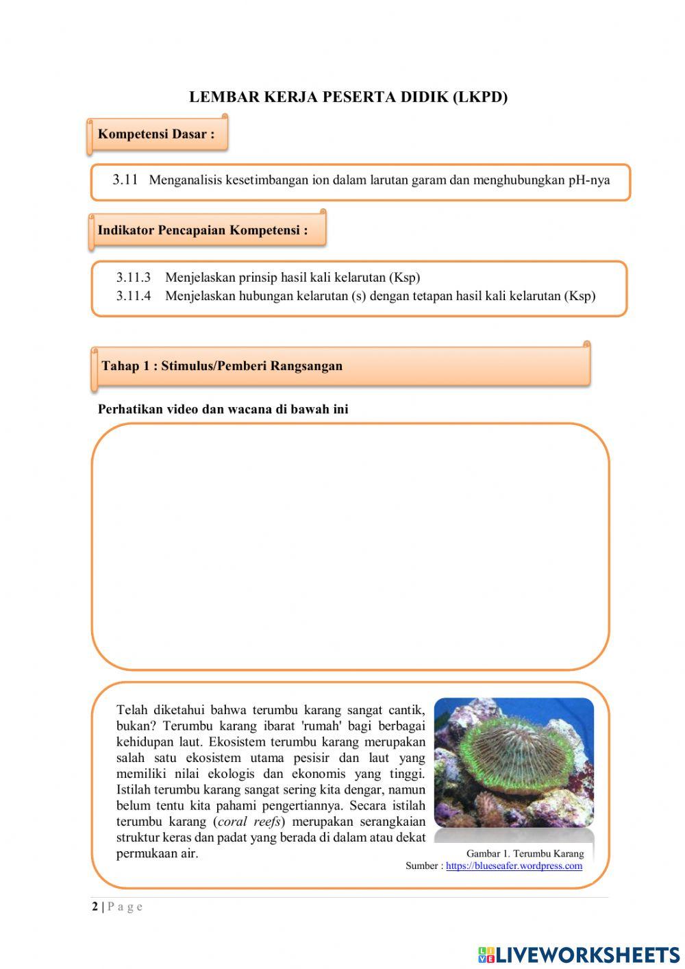LKPD Diferensiasi Kelarutan dan Ksp