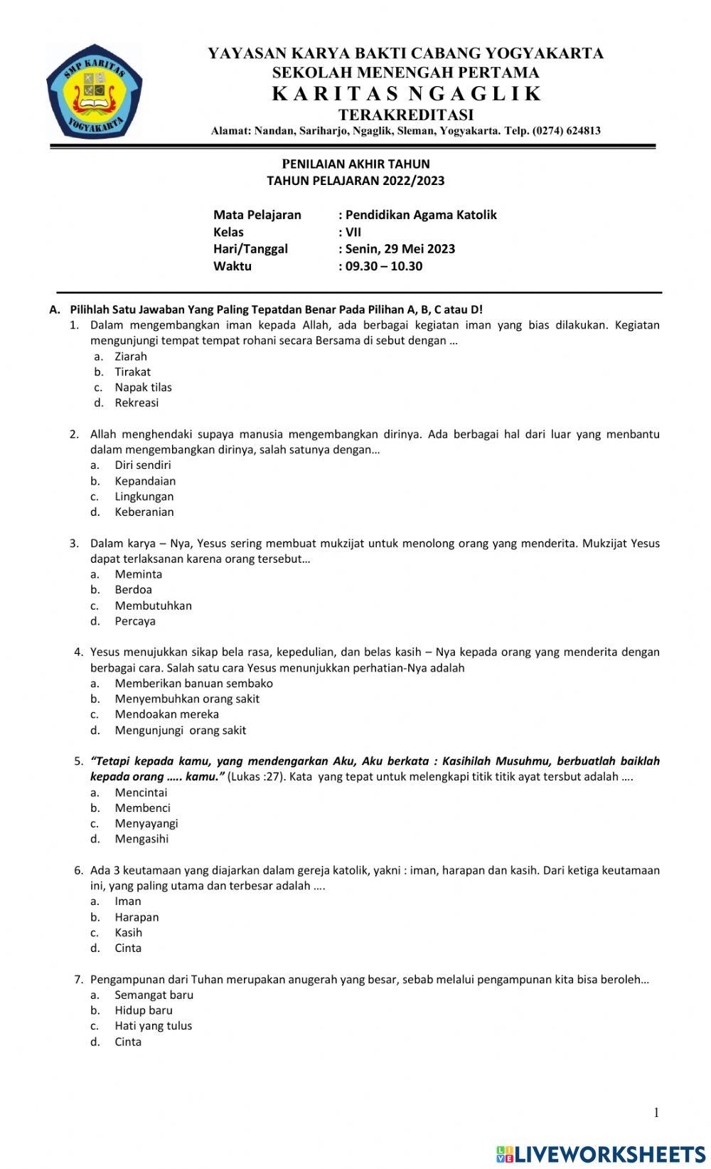 Pat pedidikan agama katolik 7