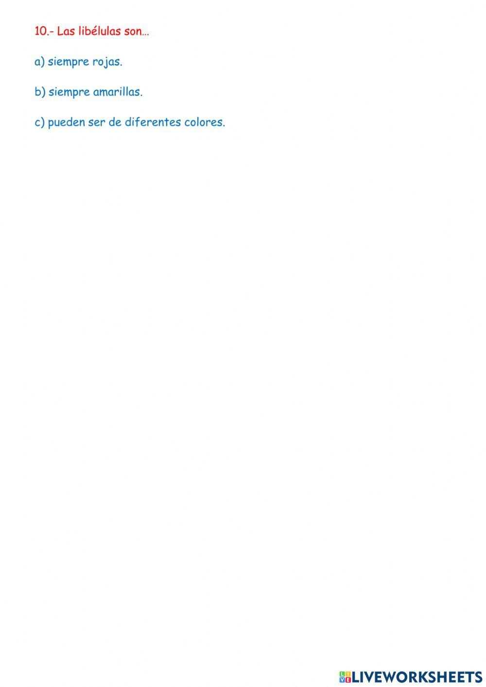 Comprensión lectora: la libélula