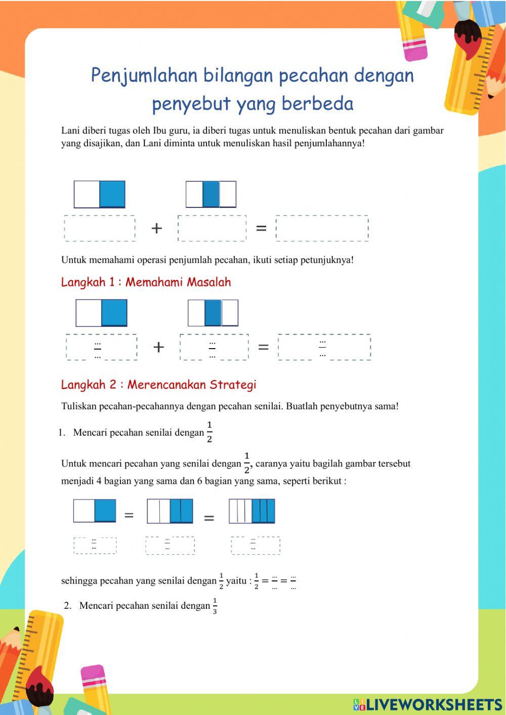 Lkpd pertemuan 1 - soal pemecahan masalah berorientasi akm - Materi penjumlahan dan pengurangan