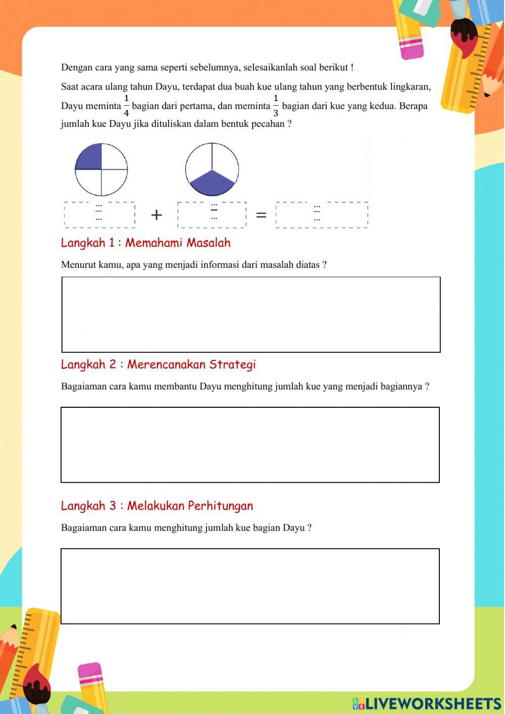Lkpd pertemuan 1 - soal pemecahan masalah berorientasi akm - Materi penjumlahan dan pengurangan