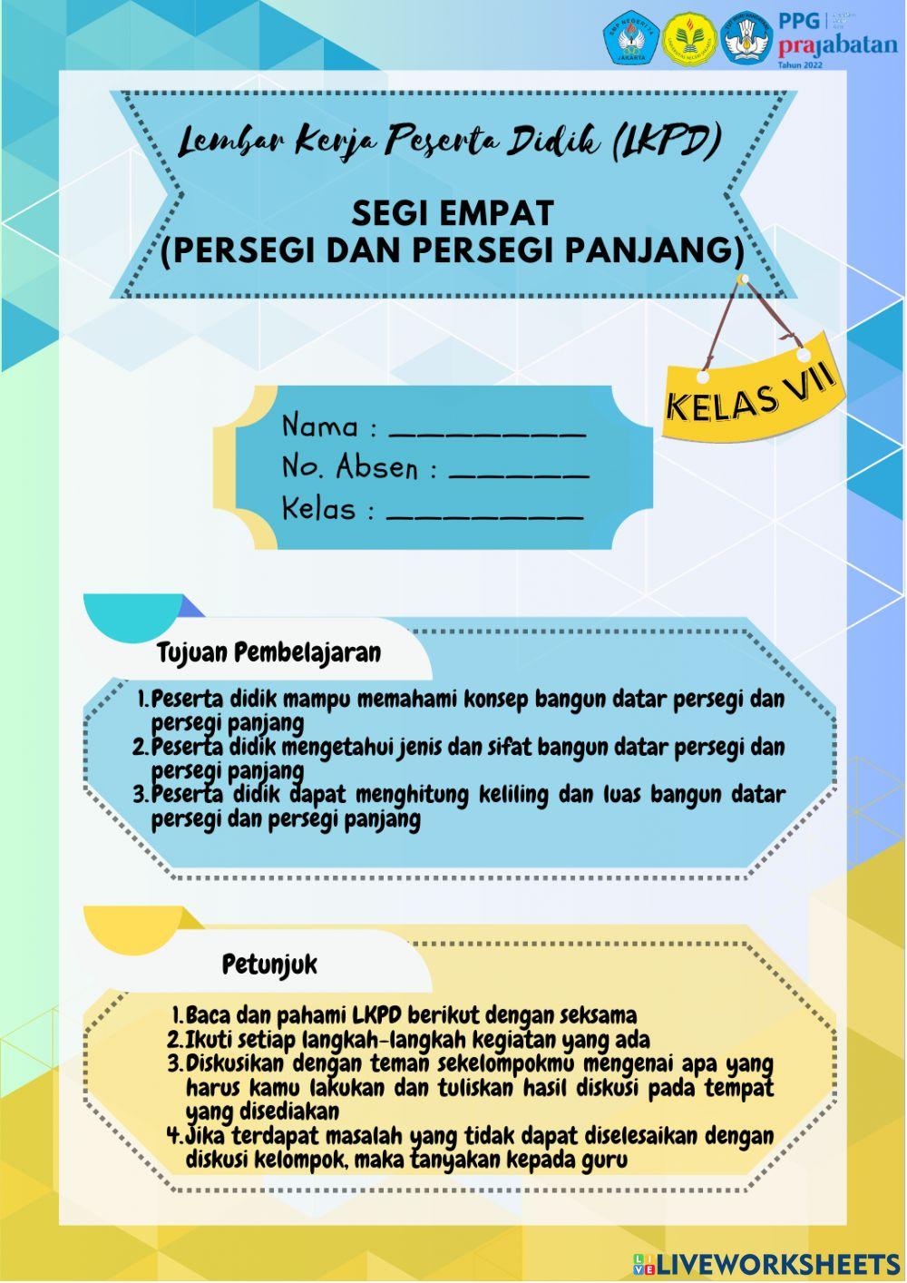 E-lkpd pbl (persegi dan persegi panjang)